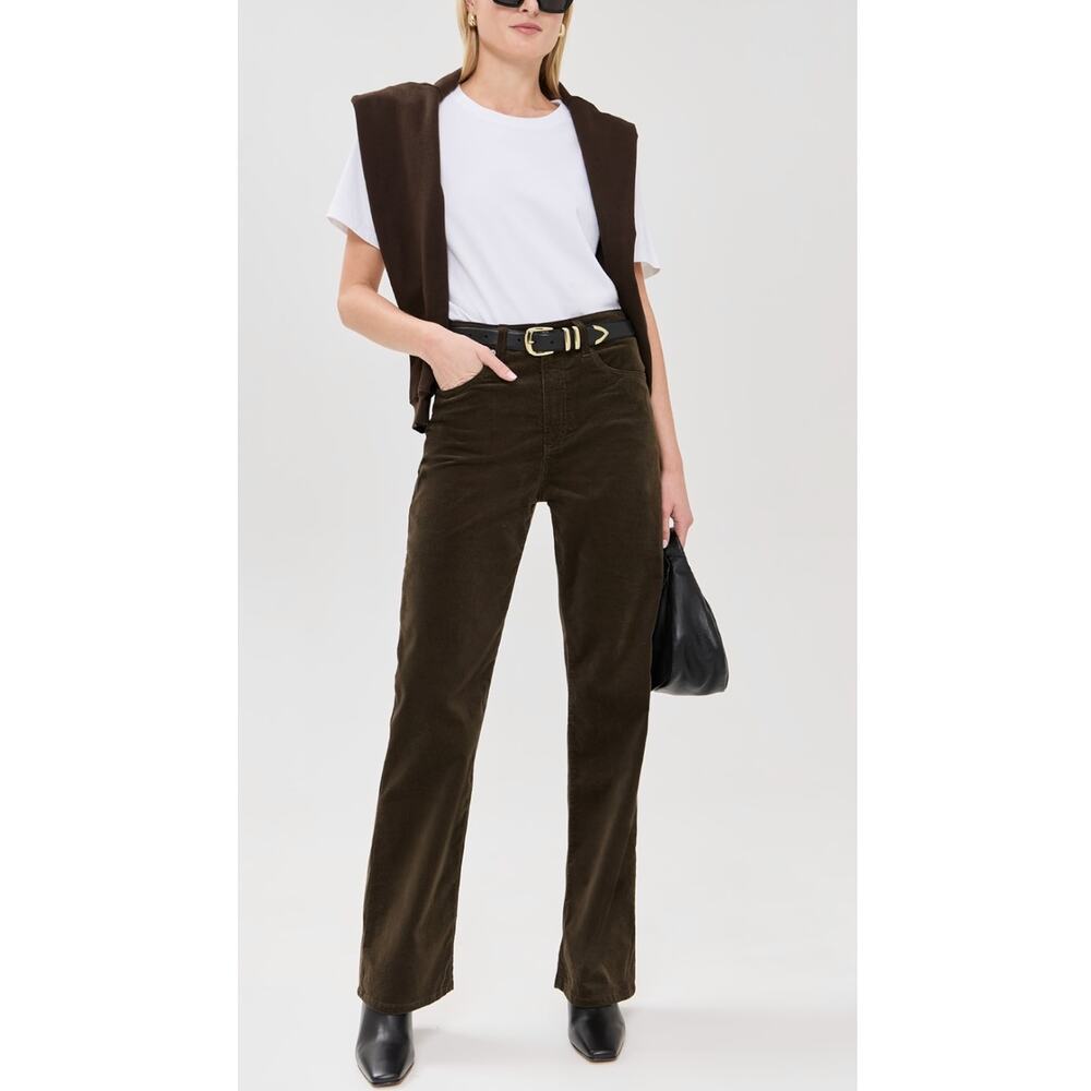 AG Womens 30 Brown Kora High Rise Wide Leg Corduroy Casual Dress Pants Designer